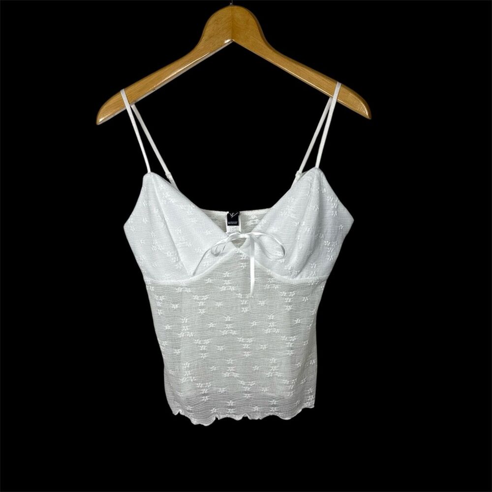 Windsor White Floral Lace Crop Top Size Large Y2K Feminine Girlie